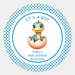 Dinosaur out of Egg Runt Klistermärke