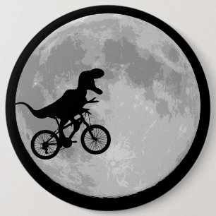 Dinosaur på en bike i Himlar med Måne Knapp