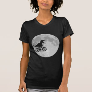 Dinosaur på en bike i Himlar med Måne Tee Shirt