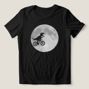 Dinosaur på en bike i Himmel med Måne Roligt T Shirt