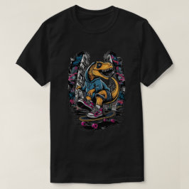 Dinosaur på en skateboard Urban Street Stil T Shirt