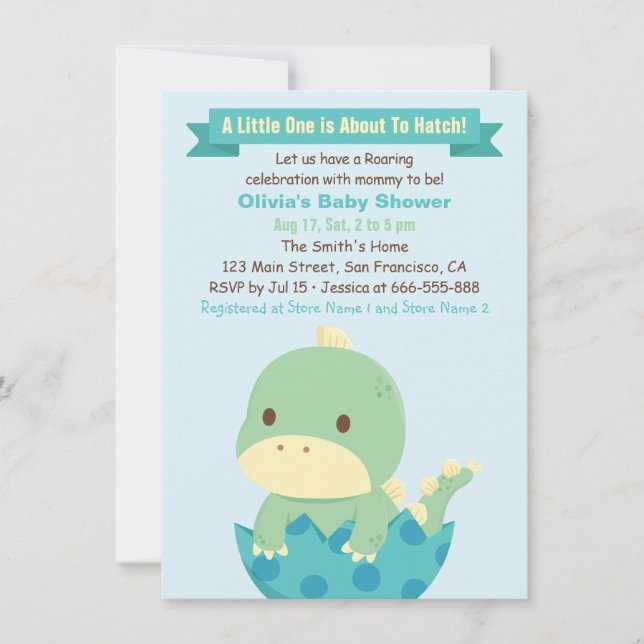 Dinosaur på Hatch Baby Shower-inbjudan Inbjudningar (Framsida)