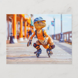 Dinosaur på inline Skates Helg Vykort