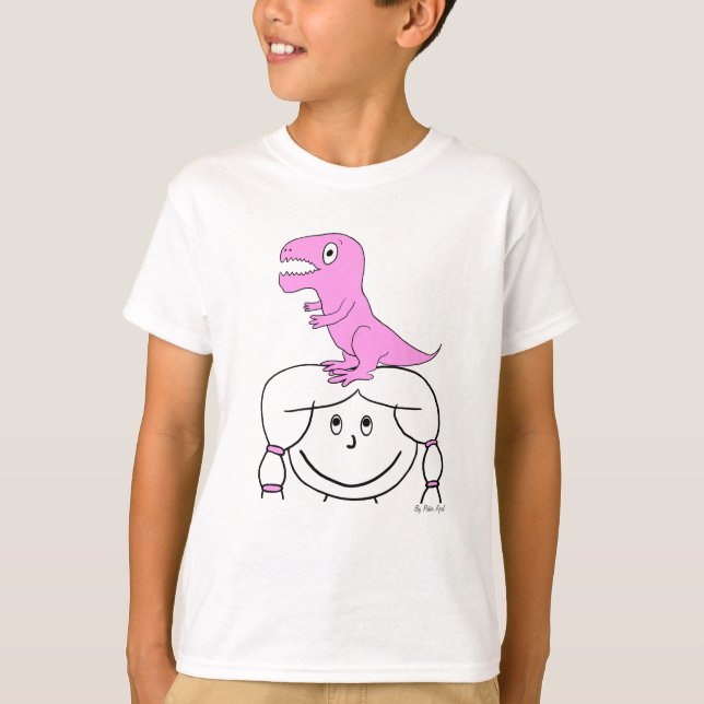 "Dinosaur på mitt huvud!", Flicka dräkt (rosa Tee Shirt (Framsida)