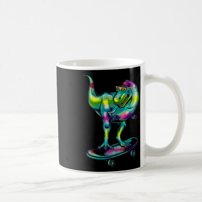 Dinosaur På Skateboard Skateboardåkning Skaterutru Kaffemugg (Höger)
