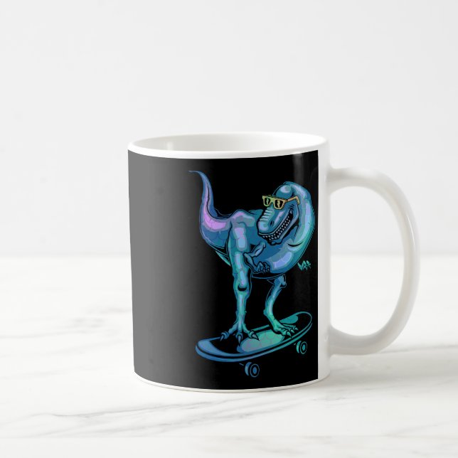 Dinosaur På Skateboard Skateboarding Dinosaur Utvä Kaffemugg (Höger)