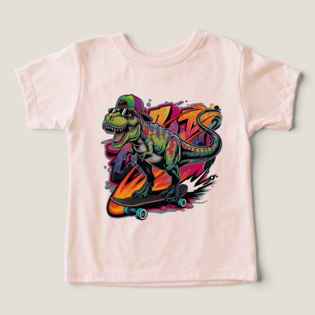 Dinosaur på skateboard t shirt (Design Framsida)
