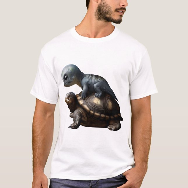 dinosaur på sköldpadda Kopiera T Shirt (Framsida)