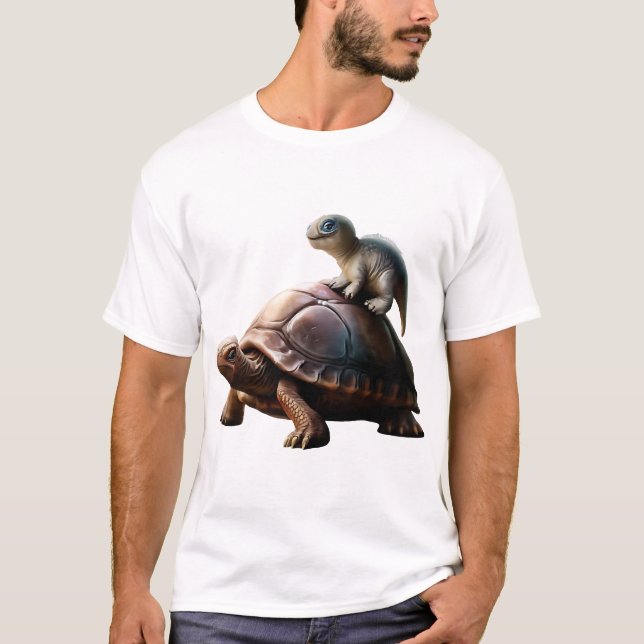 dinosaur på sköldpadda t shirt (Framsida)