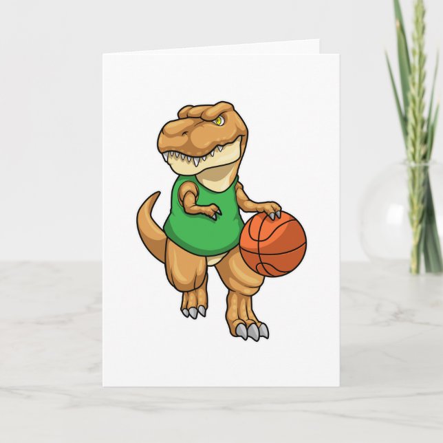 Dinosaur på sport med basket kort (Framsida)