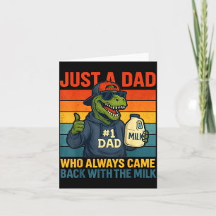 Dinosaur Pappa Retro Mjölk Skämt Rolig Fars Dag Kort