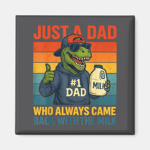 Dinosaur Pappa Retro Mjölk Skämt Rolig Fars Dag Magnet
