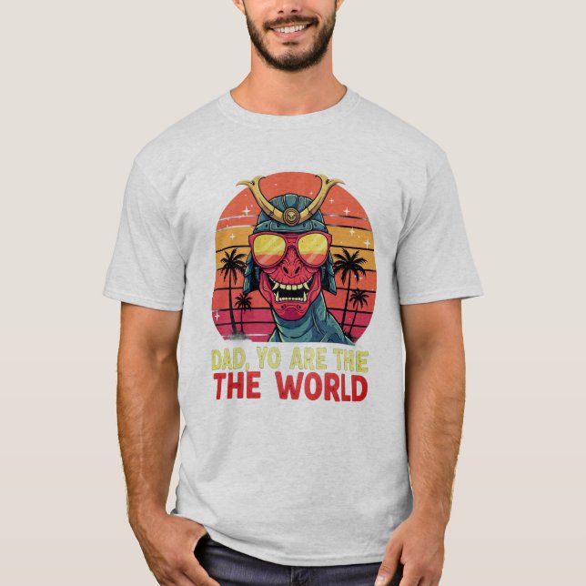Dinosaur Pappa T-Shirt - "Pappa, du är världen"  (Framsida)