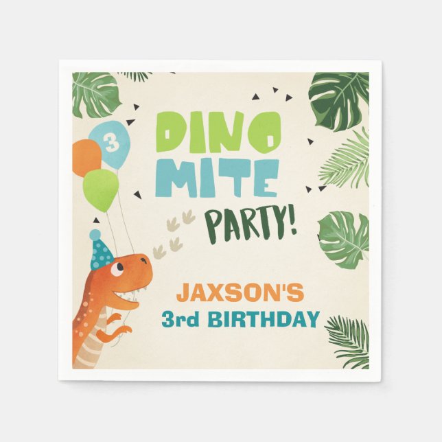 Dinosaur Papper Napkins-födelsedag Dino party Boy Pappersservett (Framsidan)