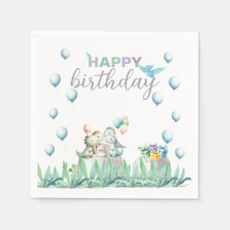 Dinosaur: pappra blöjor för födelsedagsfest pappersservett