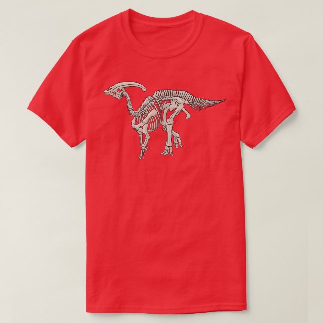Dinosaur Parasaurolophus Fossil Skeleton T-Shirt (Design framsida)