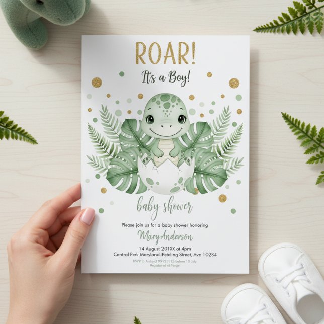 Dinosaur park Baby Shower party boy girl Roar Inbjudningar (Skapare uppladdad)