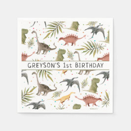 Dinosaur Party Animal Birthday Personlig Pappersservett