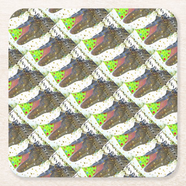 Dinosaur Party Animal Underlägg Papper Kvadrat (Framsidan)