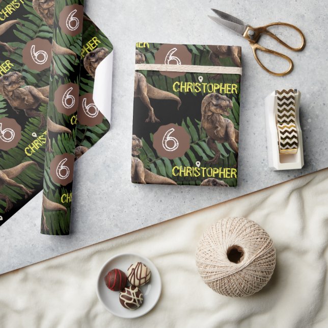 Dinosaur Party Barns födelsedag Trex Presentpapper (Hantverk)