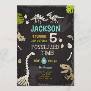 Dinosaur Party Boy Fossil Dino Gräver födelsedagen Inbjudningar
