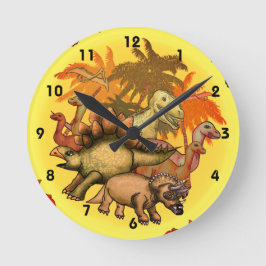Dinosaur Party Clock Rund Klocka