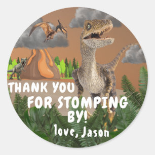 Dinosaur party Coola T rex tack Runt Klistermärke
