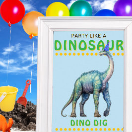 Dinosaur Party Decor Sign: Dino Gräver Poster
