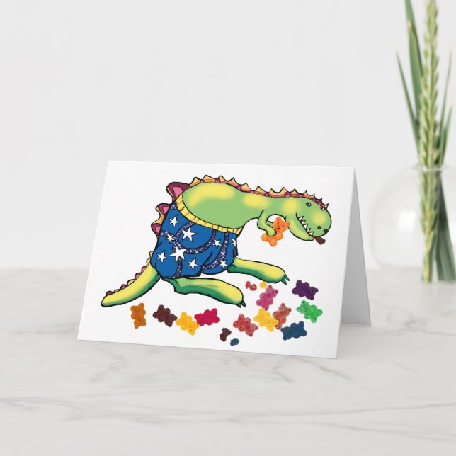 Dinosaur party födelsedagskort eller inbjudan (Framsida)