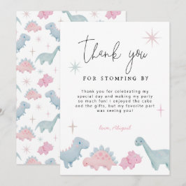 Dinosaur Party Girl Birthday Tack Kort