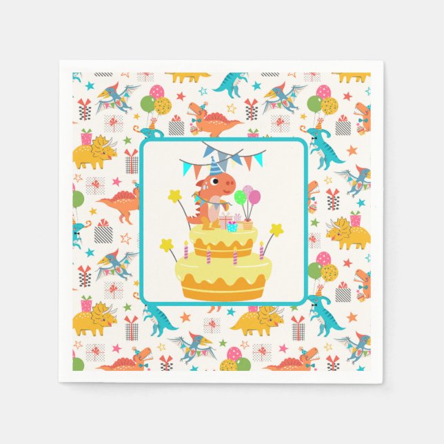 Dinosaur Party Pappersservett (Framsidan)