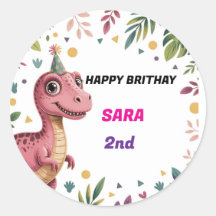 Dinosaur Party Roligt Personalis Anpassade Sticker