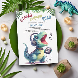 Dinosaur Party Sång Stomp Chomp Roar Boy Birthday Inbjudningar