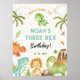 Dinosaur Party Signs - Välkomsthälsdag, välkomstPo Poster