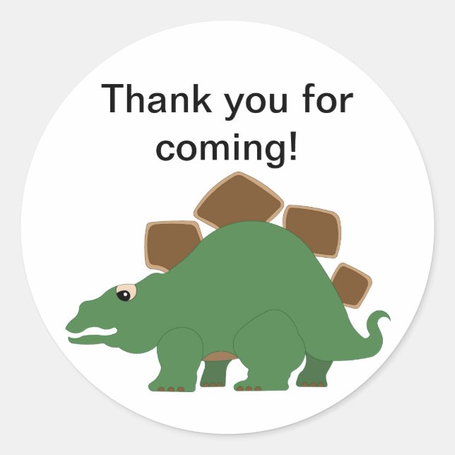 Dinosaur Party Sticker Runt Klistermärke (Framsida)
