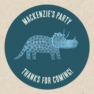 Dinosaur Party Tack Runt Klistermärke
