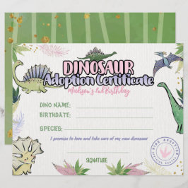 Dinosaur Party Theme, intyg om adoption av dinosau
