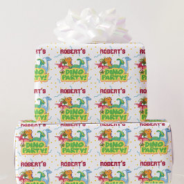 Dinosaur Party Time Add Namn Boy's Birthday Presentpapper