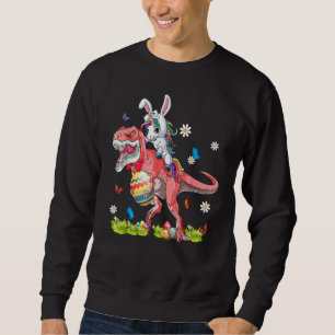 Dinosaur Påsk Day Unicorn Riding T Rex Bunny Cos Lång Ärmad Tröja