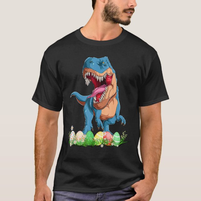 Dinosaur Påsk Pajamas Rex Påskägg Småbarn B T Shirt (Framsida)