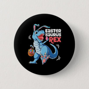 Dinosaur Påsk Saurus t Rex Boys Girls Kids Bunny Knapp