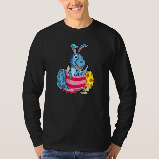 Dinosaur Påsk t Rex Eggs Boys Girnyny Bunny T Shirt (Framsida)