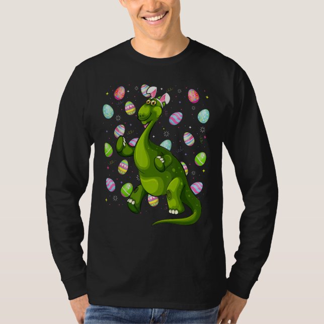 Dinosaur Påskägg Funny Brontosaurus Påsk Su T Shirt (Framsida)