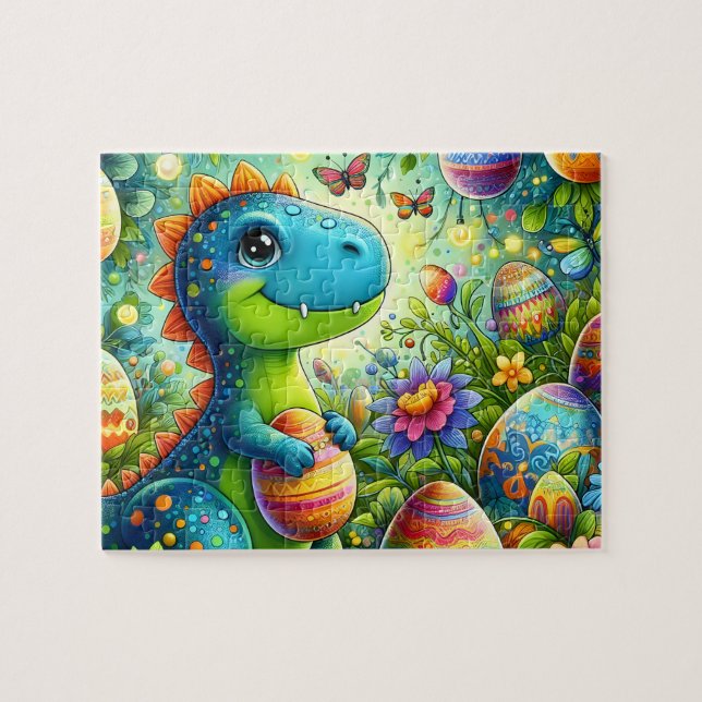 Dinosaur Påskägg Trädgård Pussel (Horisontell)