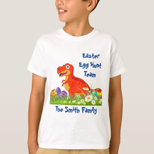 Dinosaur Påskäggjakt Team  T Shirt (Framsida)