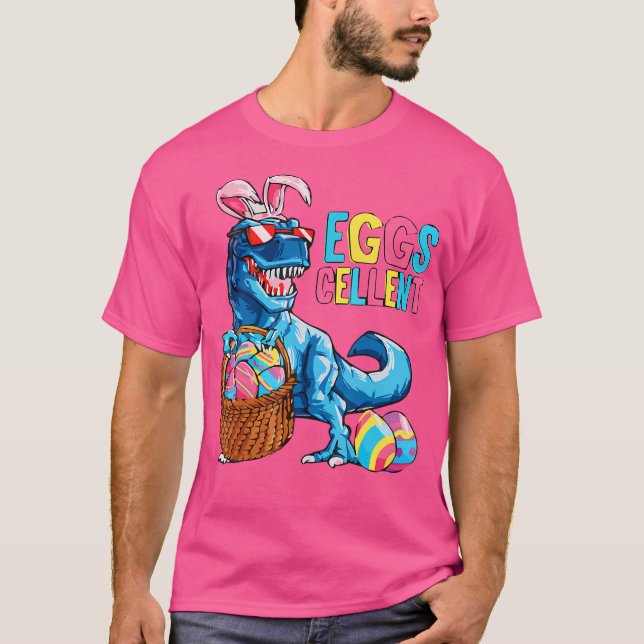 Dinosaur Påskhare T Shirt T Rex Boys Kids Eggs (Framsida)