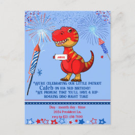 Dinosaur patriotisk födelsedag, vykort