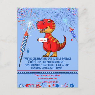 Dinosaur patriotisk födelsedag, vykort