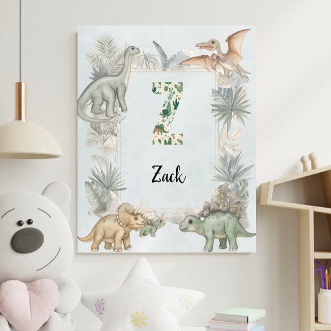 Dinosaur Personalized Name Monogram Z Nursery Poster (Skapare uppladdad)