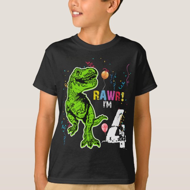 Dinosaur Personlig födelsedag T- Rex T- Shirt T (Framsida)